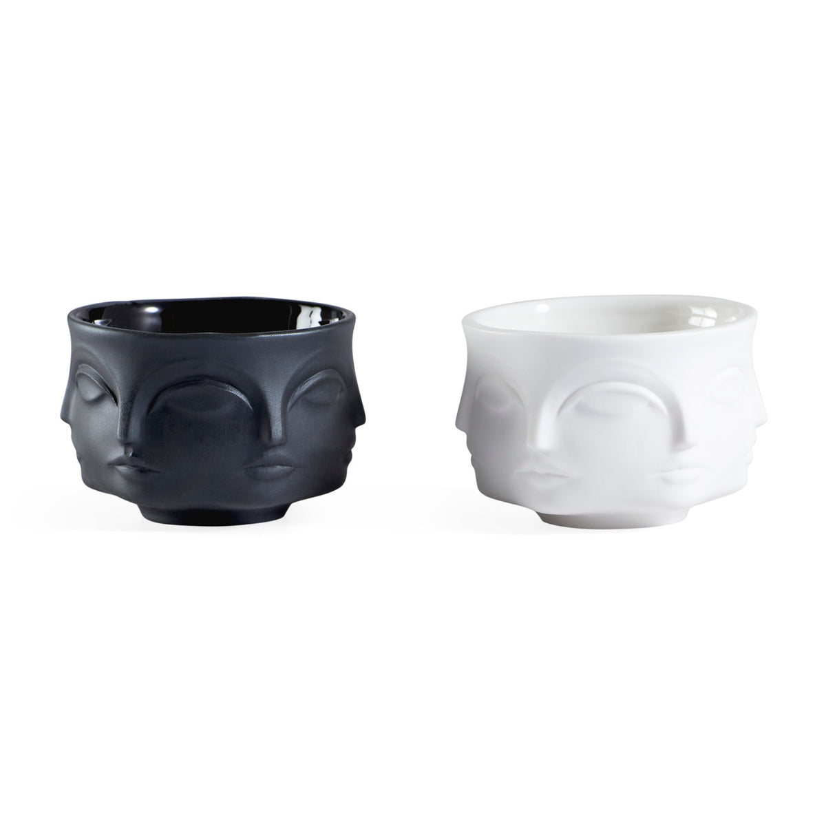 muse salt and pepper cellars porcelain black and white - front view