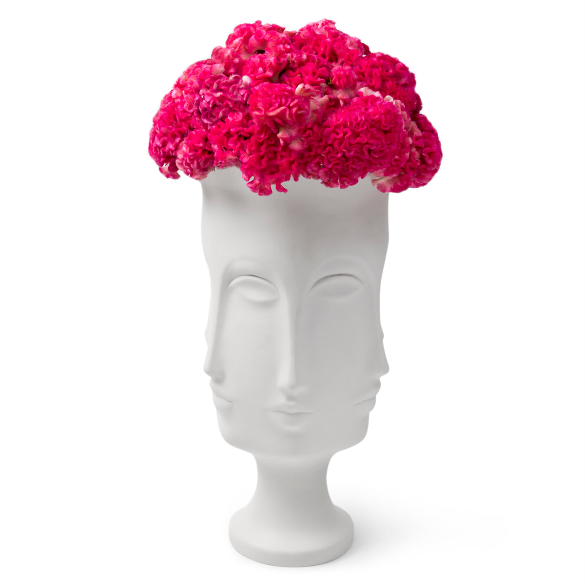 dora maar urn porcelain white with pink flowers - front view