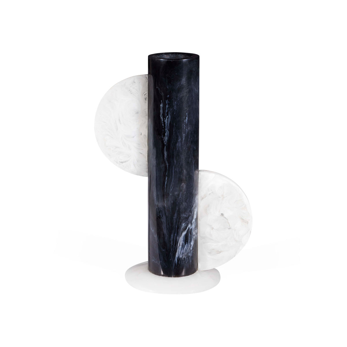 Mustique Black & White Cylinder Vase - front view