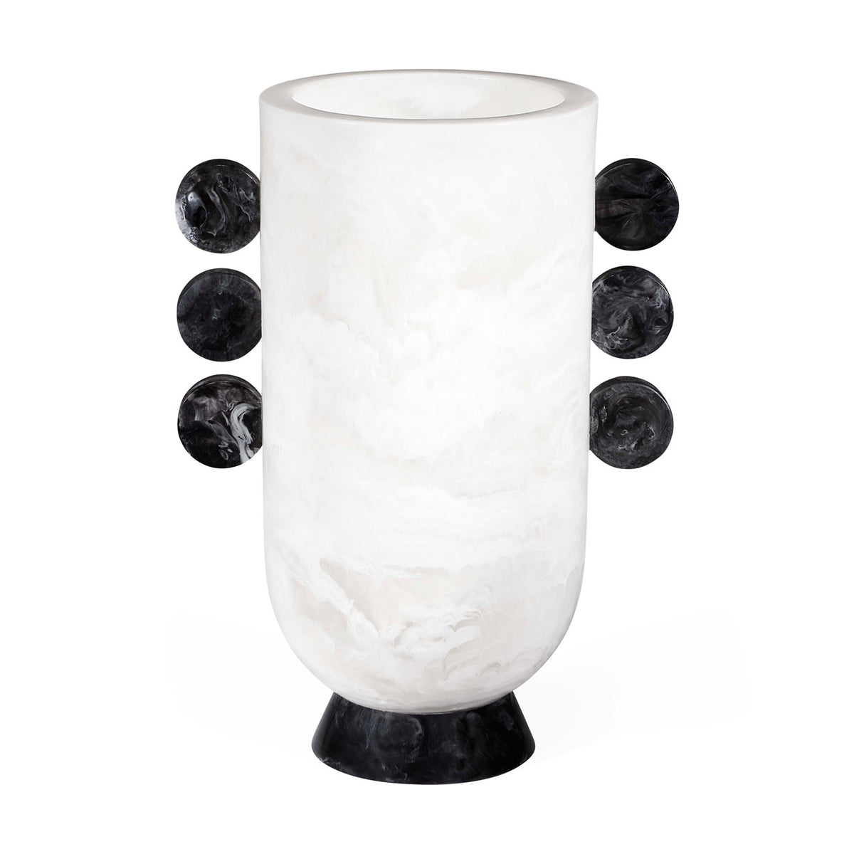 Mustique Black & White Disc Urn - front view