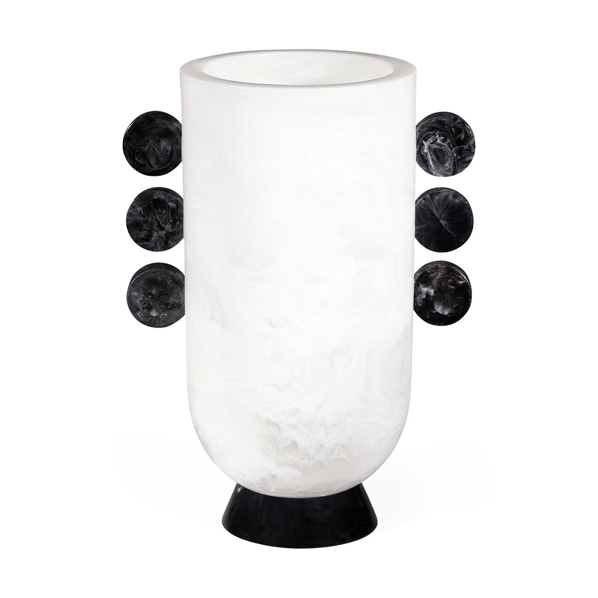 Mustique Black & White Disc Urn - back view