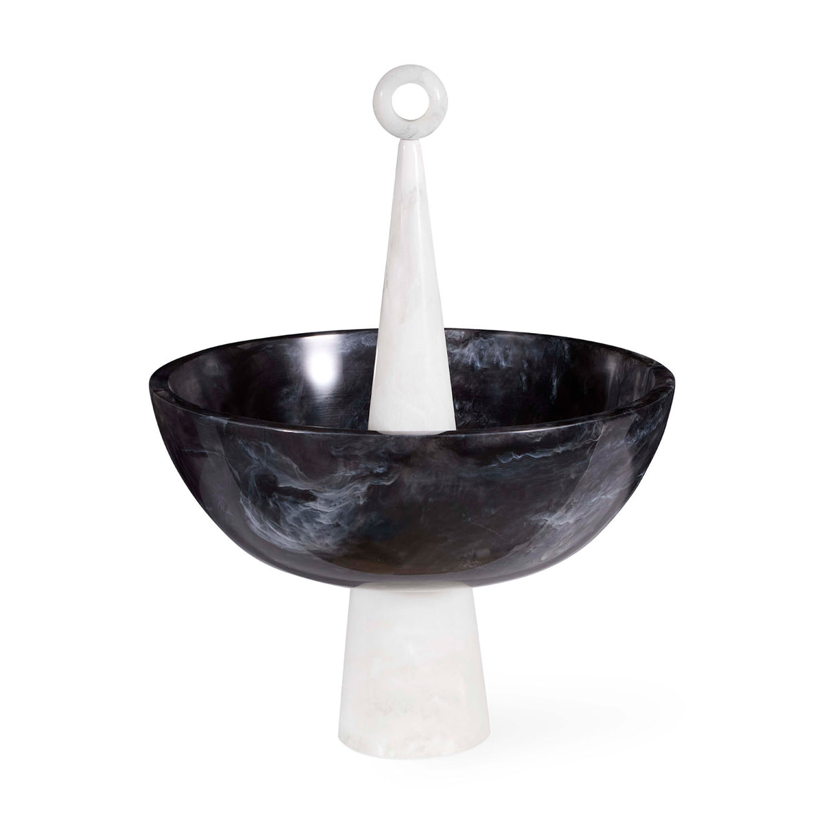 Mustique Black & White Finial Bowl - angle view