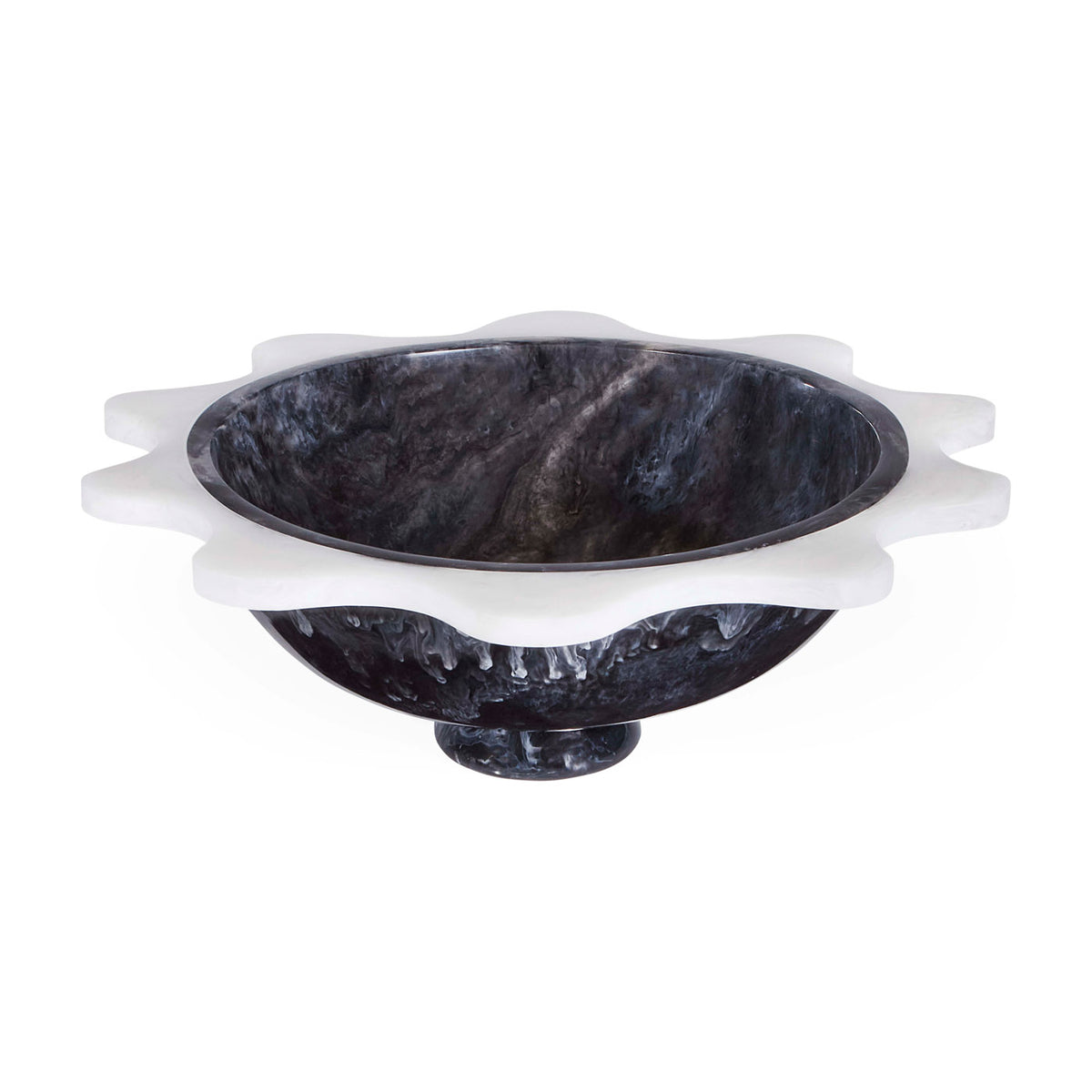 Mustique Black & White Ripple Bowl - angle view