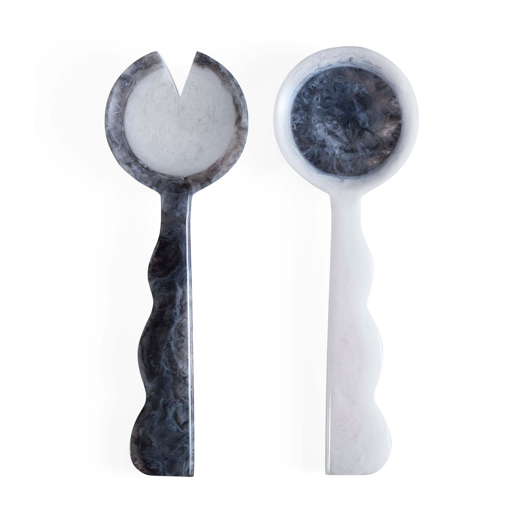 Como & White Ripple Salad Serving Set