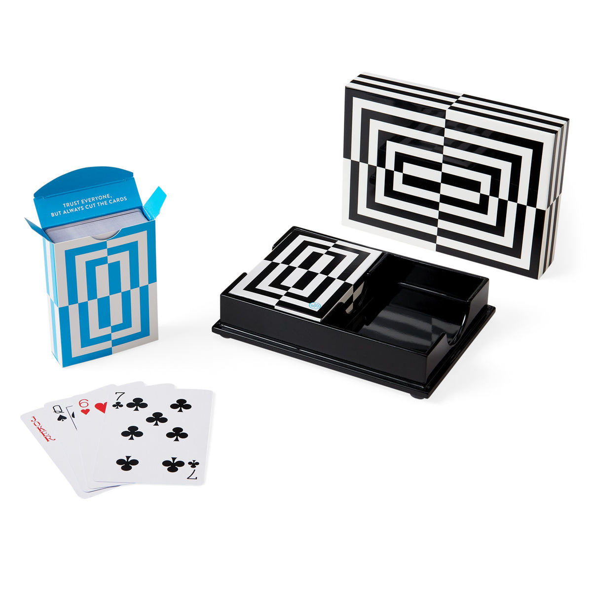 op art lacquer card set black white blue - view 1