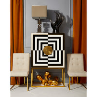 op art bar goldfinger dining chairs giant brass orb - styled view