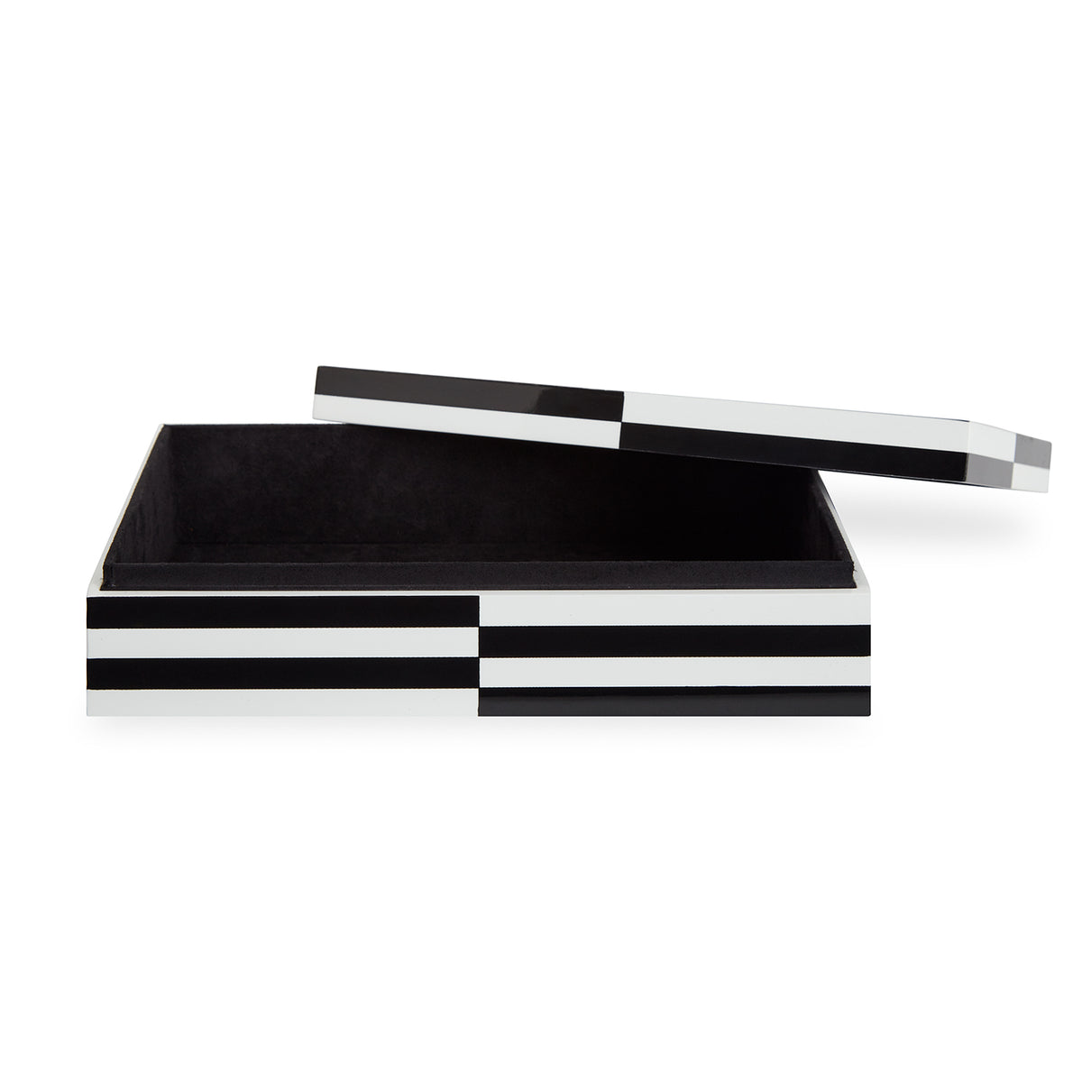 op art lacquer box large black white open - front view