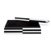 op art lacquer box large black white open - front view