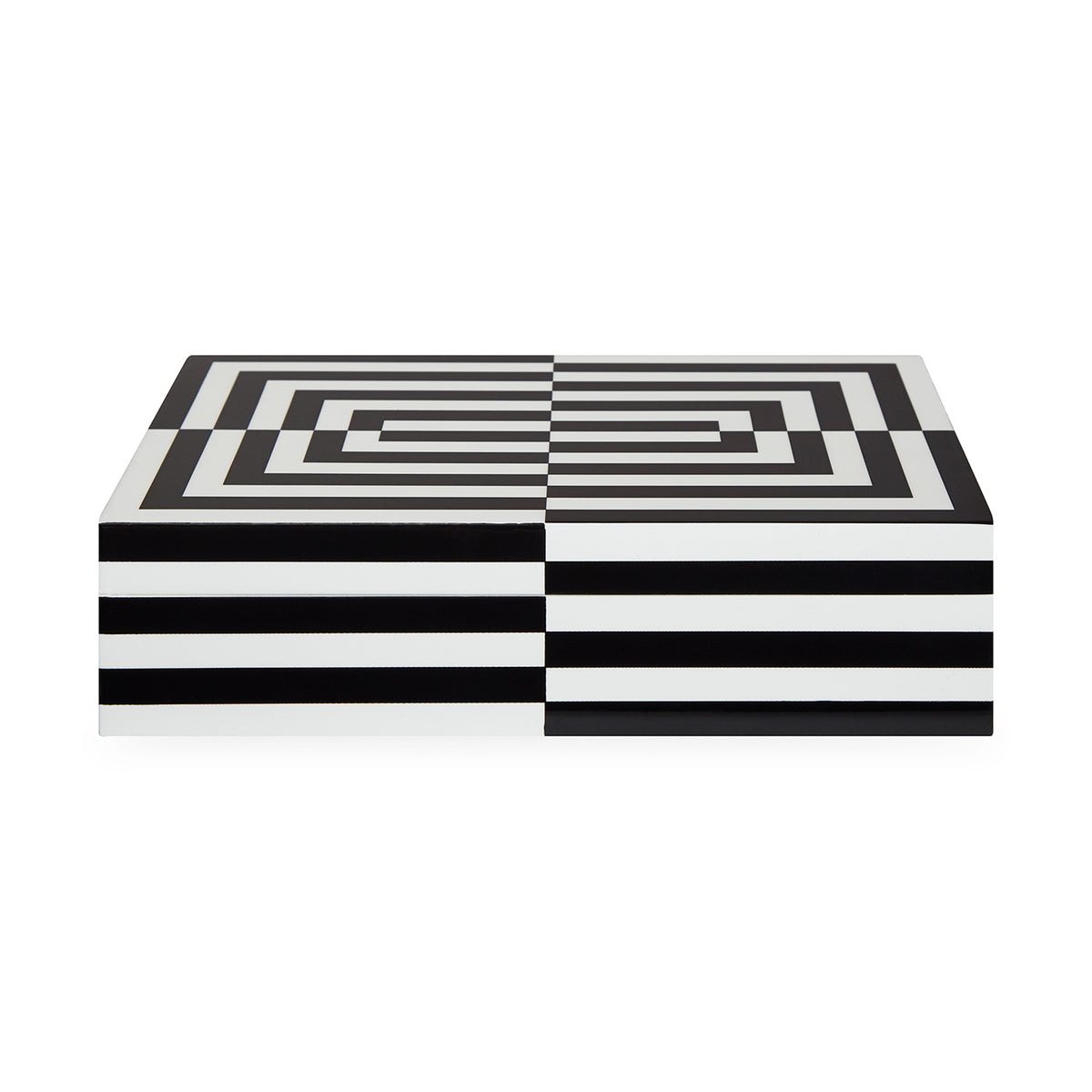 op art lacquer box large black white - front view