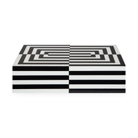 op art lacquer box large black white - front view