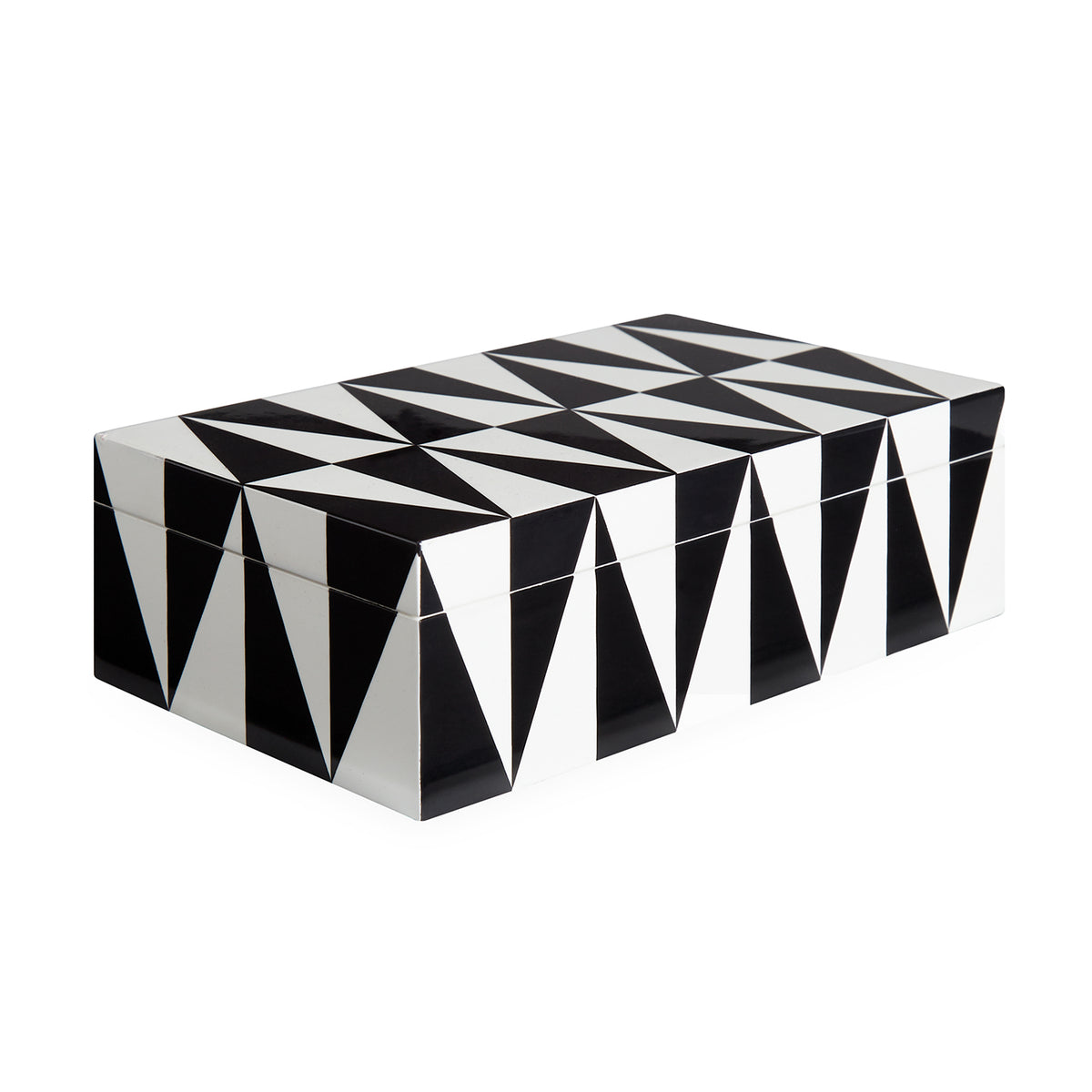 op art lacquer box medium black white - angle view