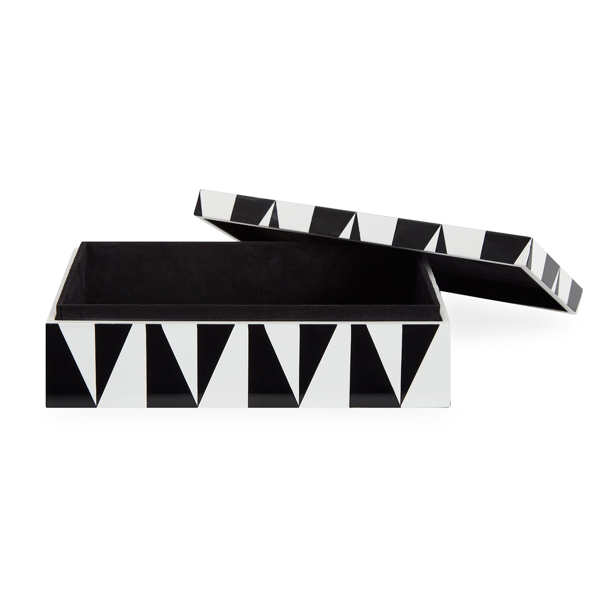 op art lacquer box medium black white open - front view