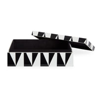 op art lacquer box medium black white open - front view