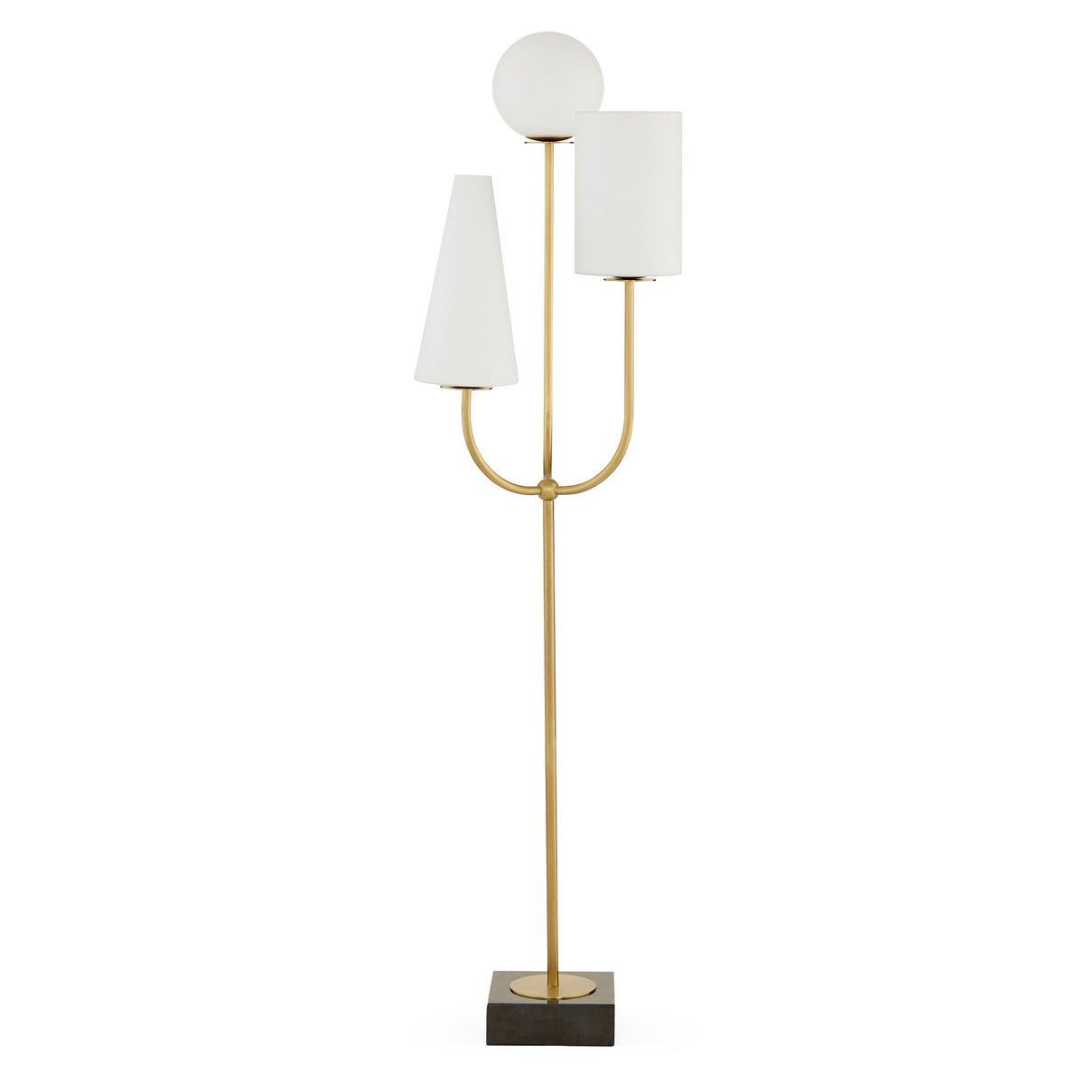 paradiso floor lamp white glass brass - front view