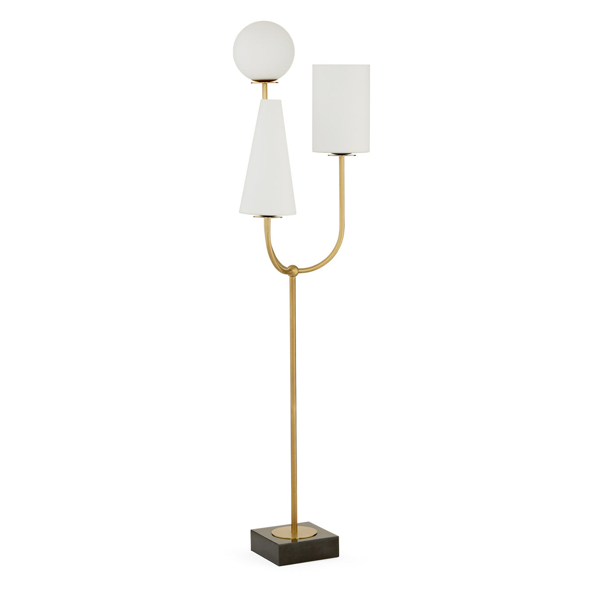 paradiso floor lamp white glass brass - angle view