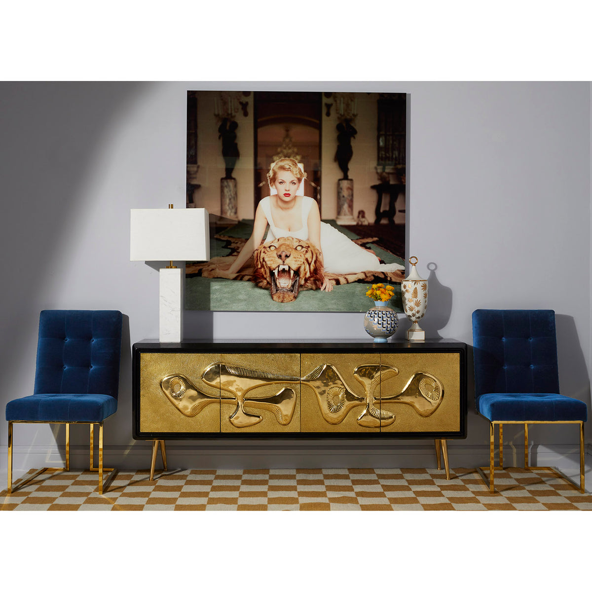 goldfinger dining chairs rialto navy reform credenza - styled view