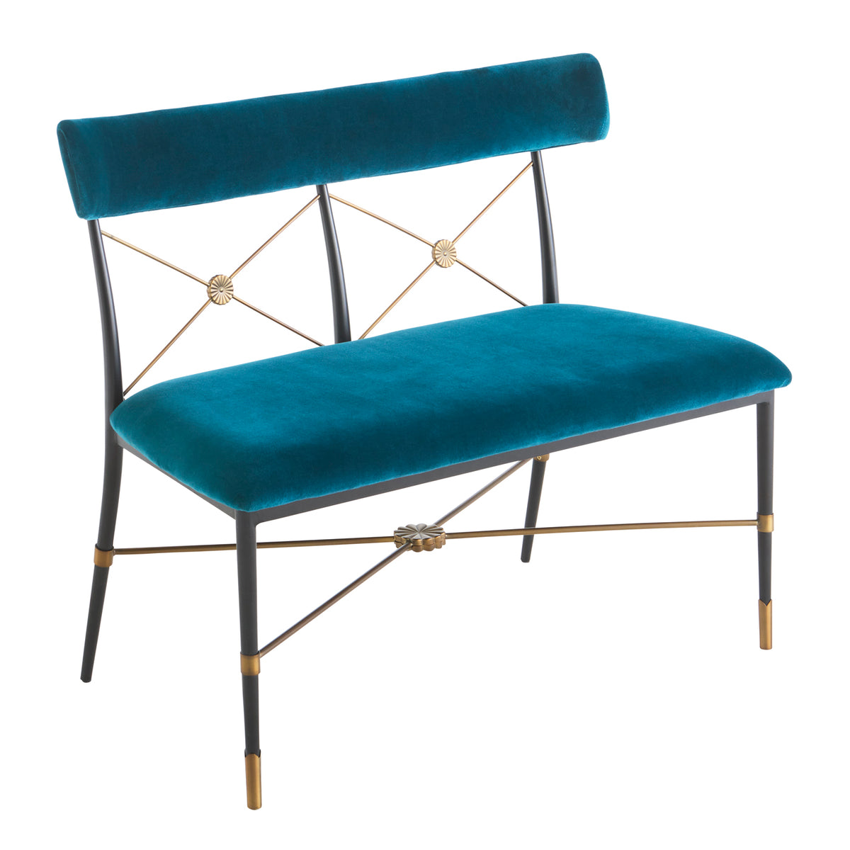 rider dining bench rialto peacock velvet - angle view