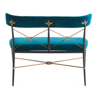 rider dining bench rialto peacock velvet - back view