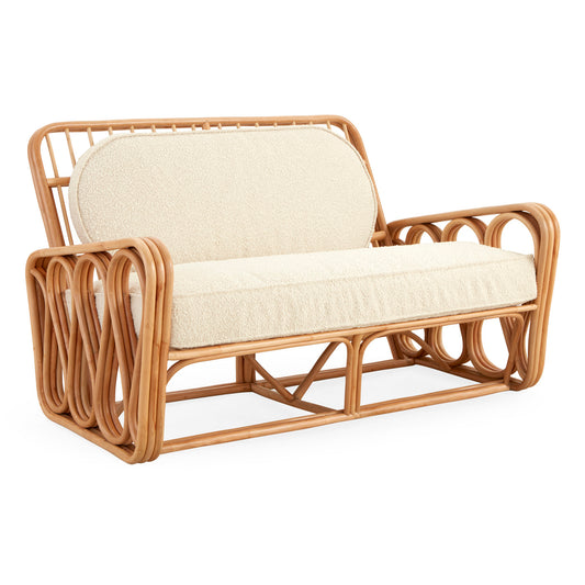 riviera settee olympus oatemeal boucle rattan - style view