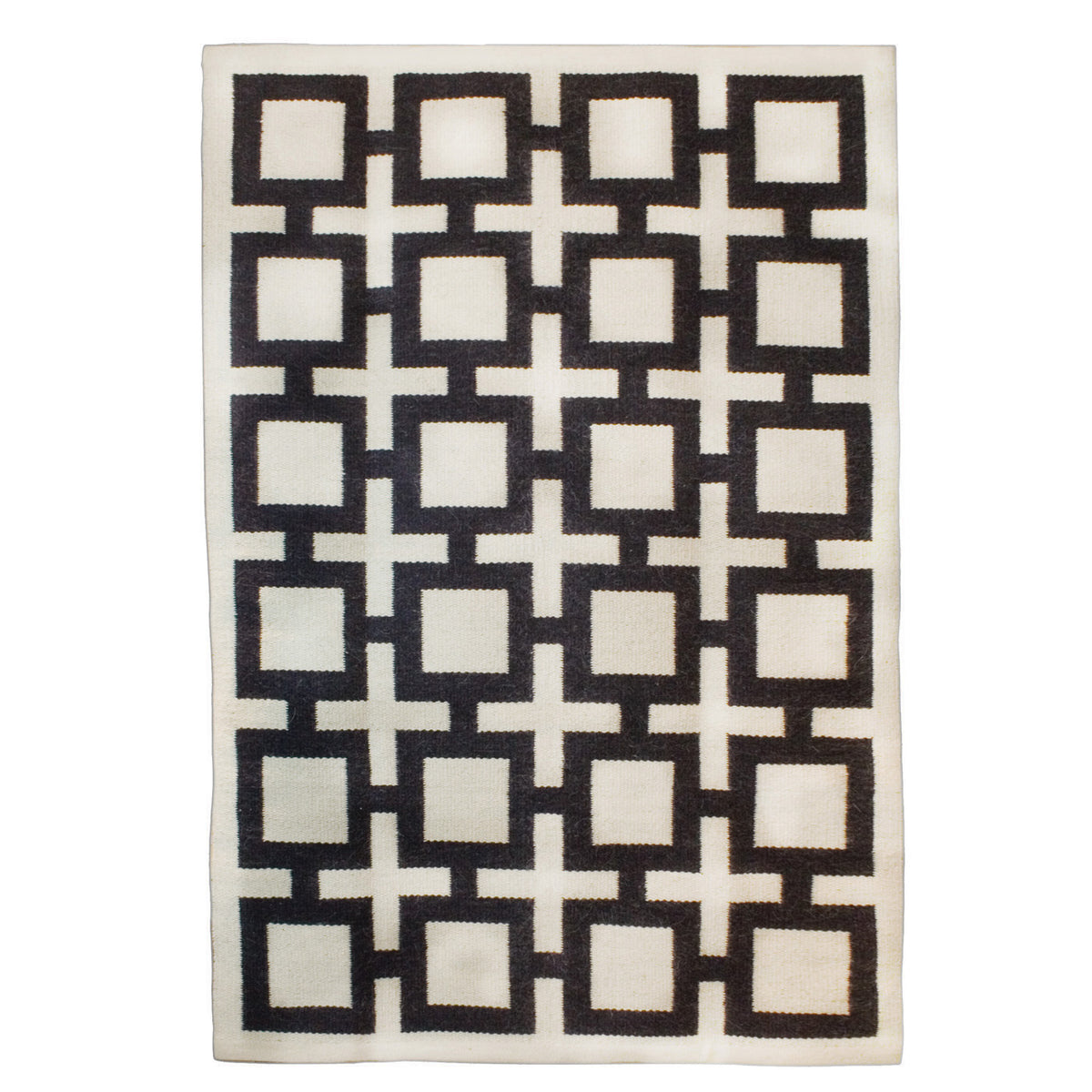 nixon reversible peruvian flat weave rug black natural - front view