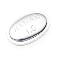 xanax pill box silver plated - angle view