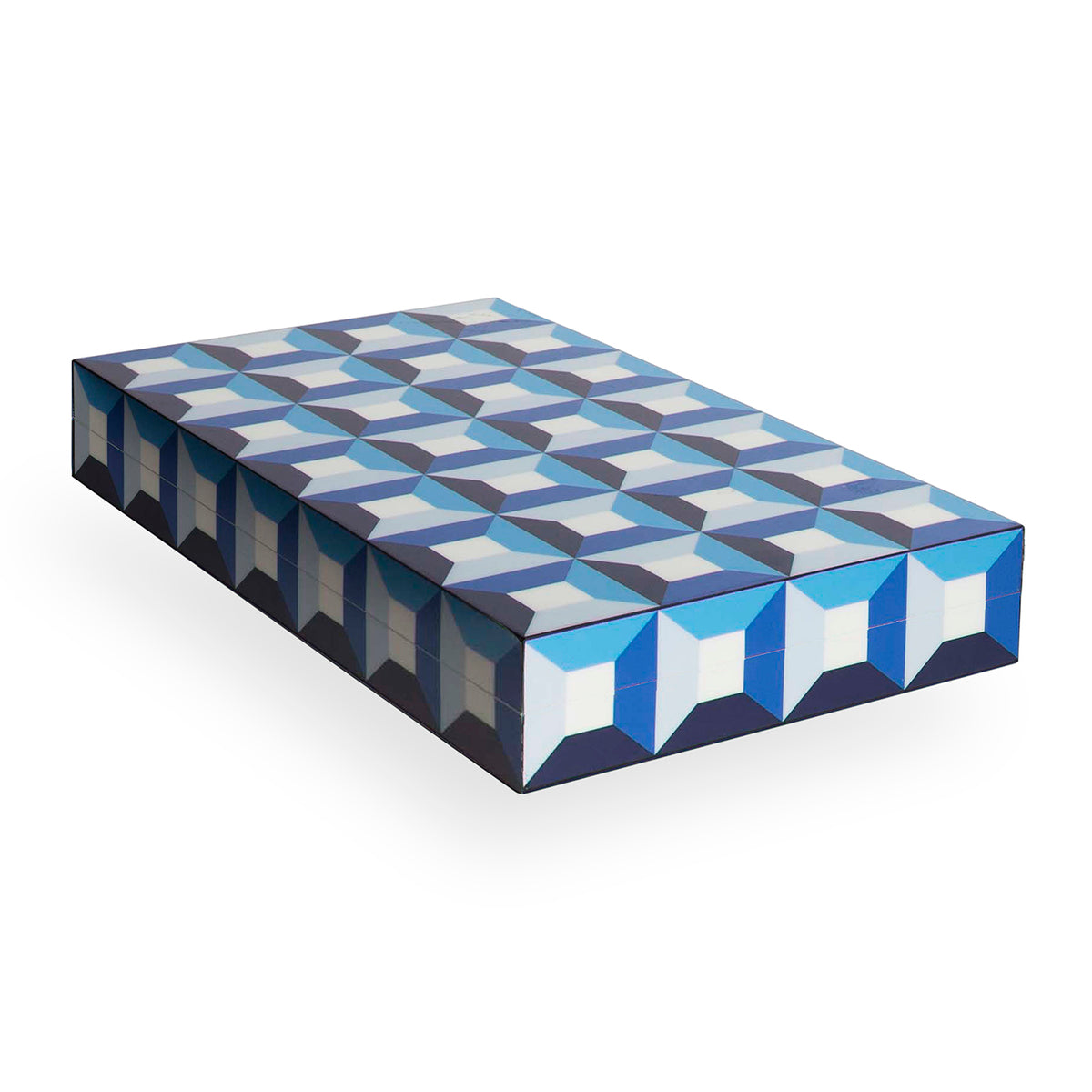 sorrento backgammon set lacquer blue closed - side view