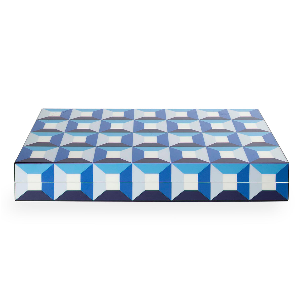 sorrento backgammon set lacquer blue half open - angle view
