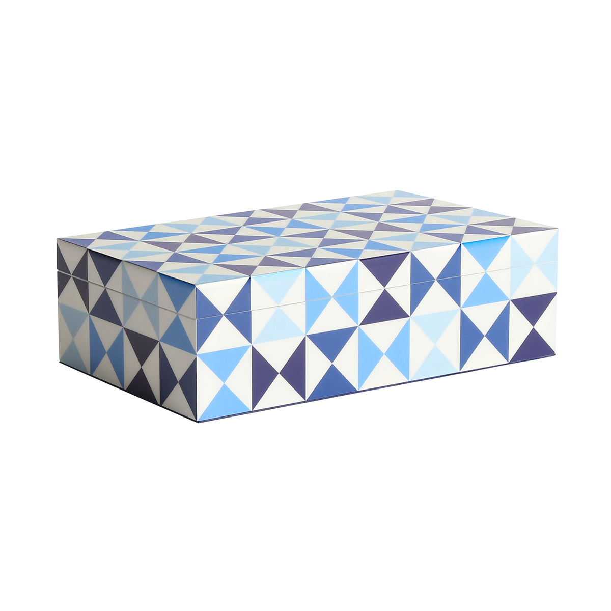 sorrento lacquer box medium blue open left - front view