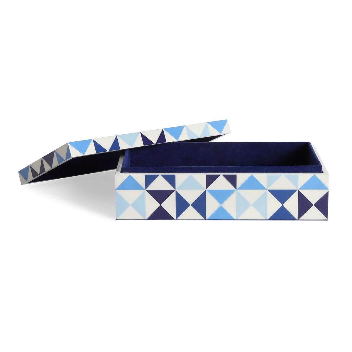sorrento lacquer box medium blue open right - front view