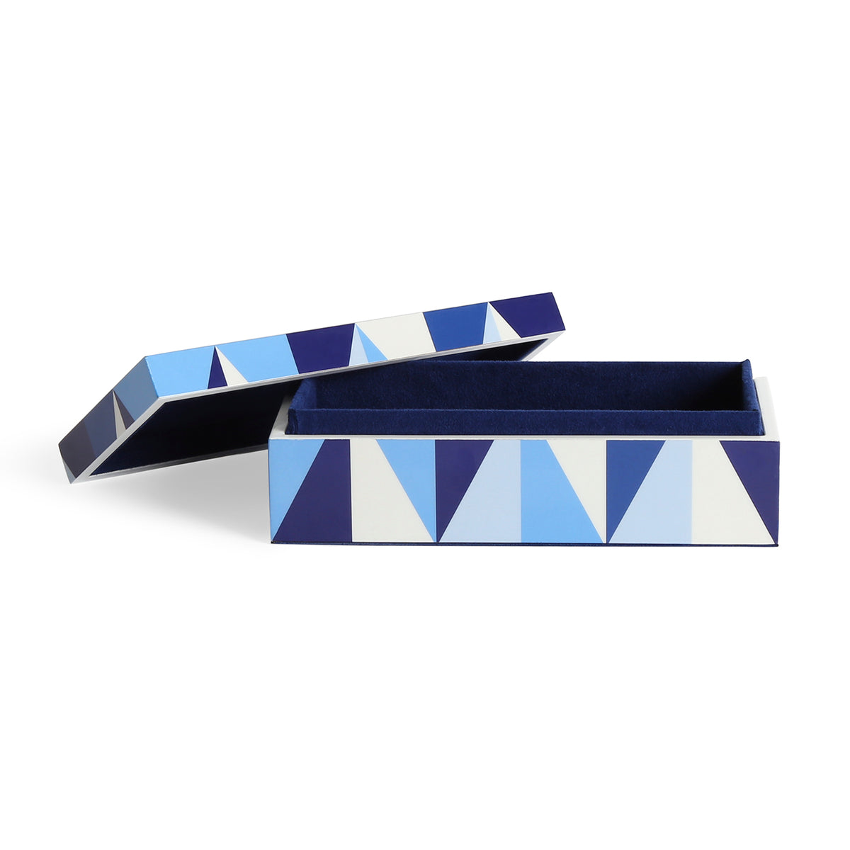 sorrento lacquer box small blue open left - front view