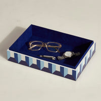 large sorrento lacquer box open with glasses watch pen - styled view