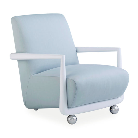st. germain club chair tussah sky linen polished nickel orb feet - front view - angle view