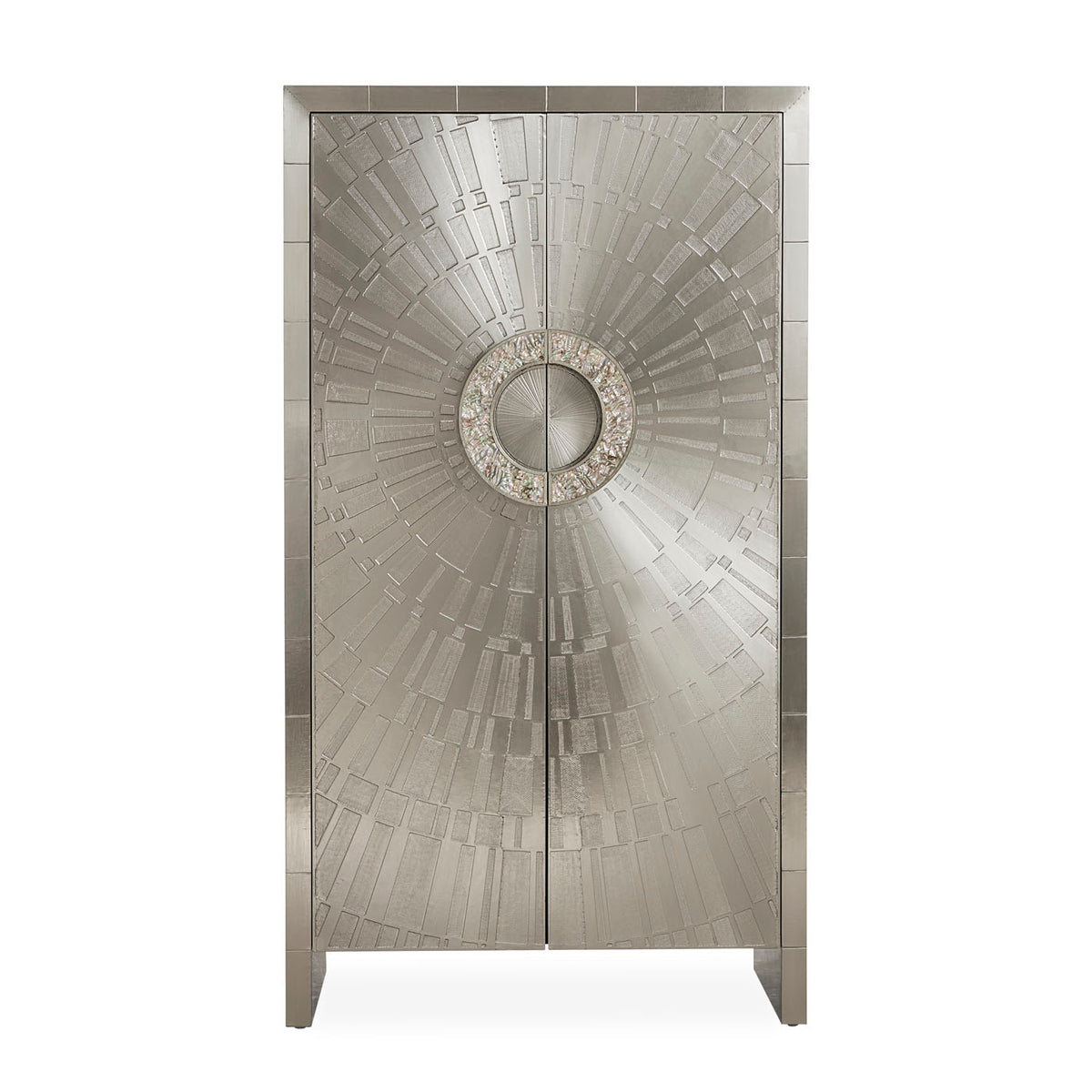 talitha armoire hand-stamped nickel abalone handles - front view