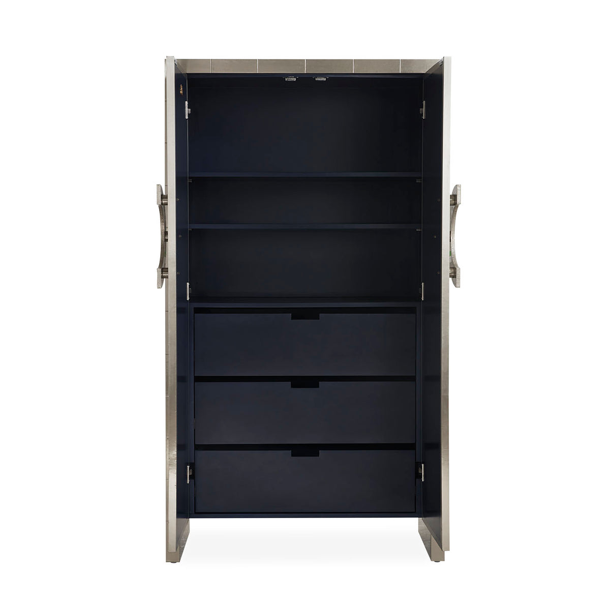 talitha armoire hand-stamped nickel abalone handles - angle view