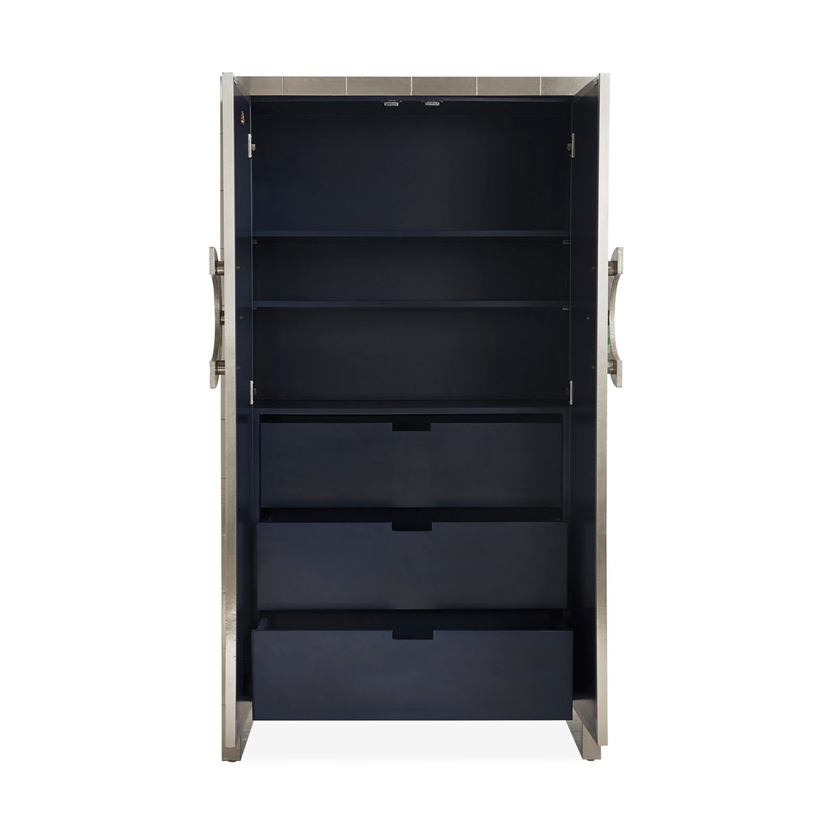 talitha armoire hand-stamped nickel abalone handles - side view