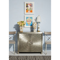talitha cabinet nickel rider dining chairs botanist pottery vignette - styled view