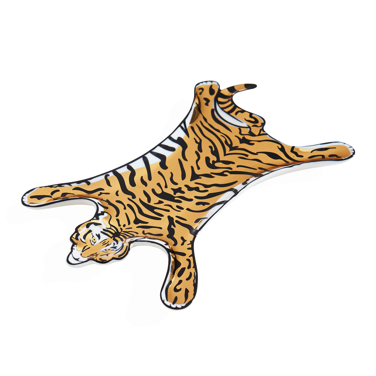 tiger stacking dish gold porcelain - angle view