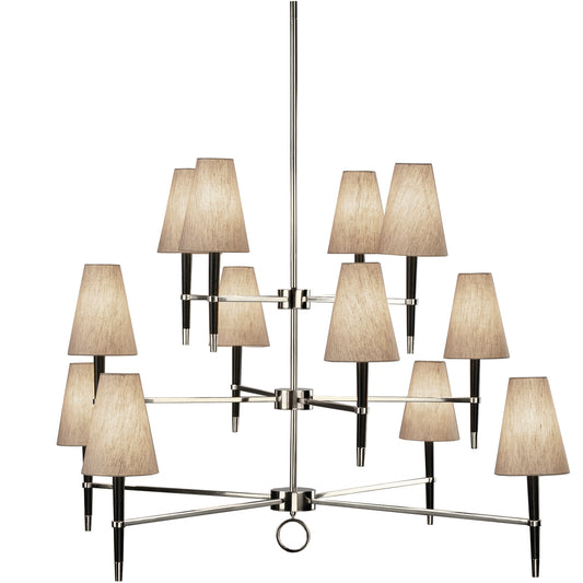 ventana three-tier chandelier ebony wood nickel - front view