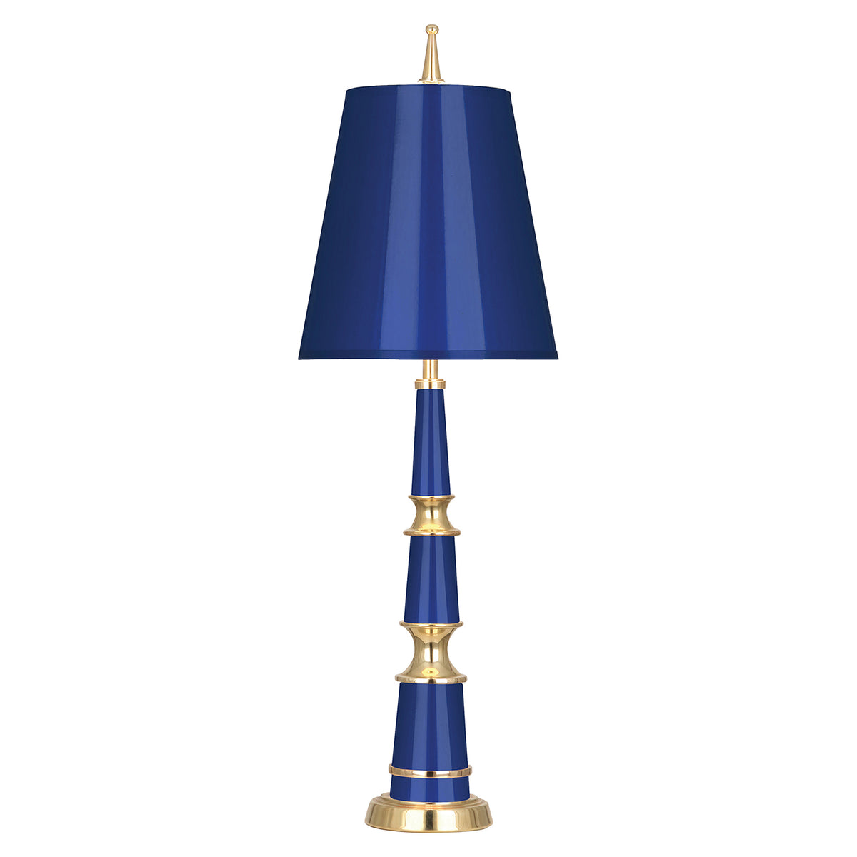 versailles buffet lamp with painted shade navy brass - front view