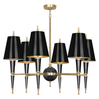 versailles chandelier with painted shade lacquer black brass - front view