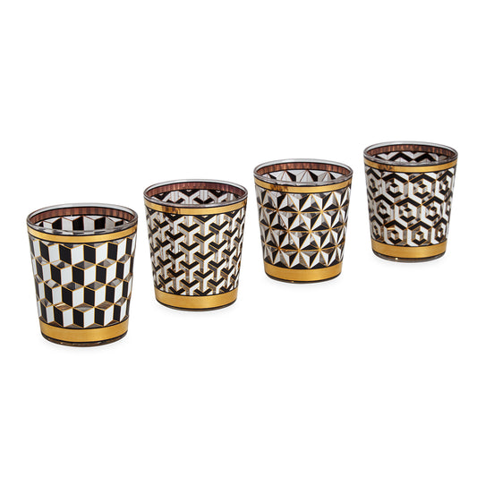 versailles glassware black white gold - front view
