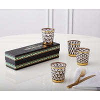 versailles glassware black white gold - styled view