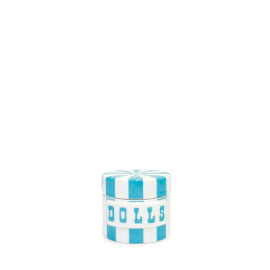 vice dolls canister porcelain blue white - front view