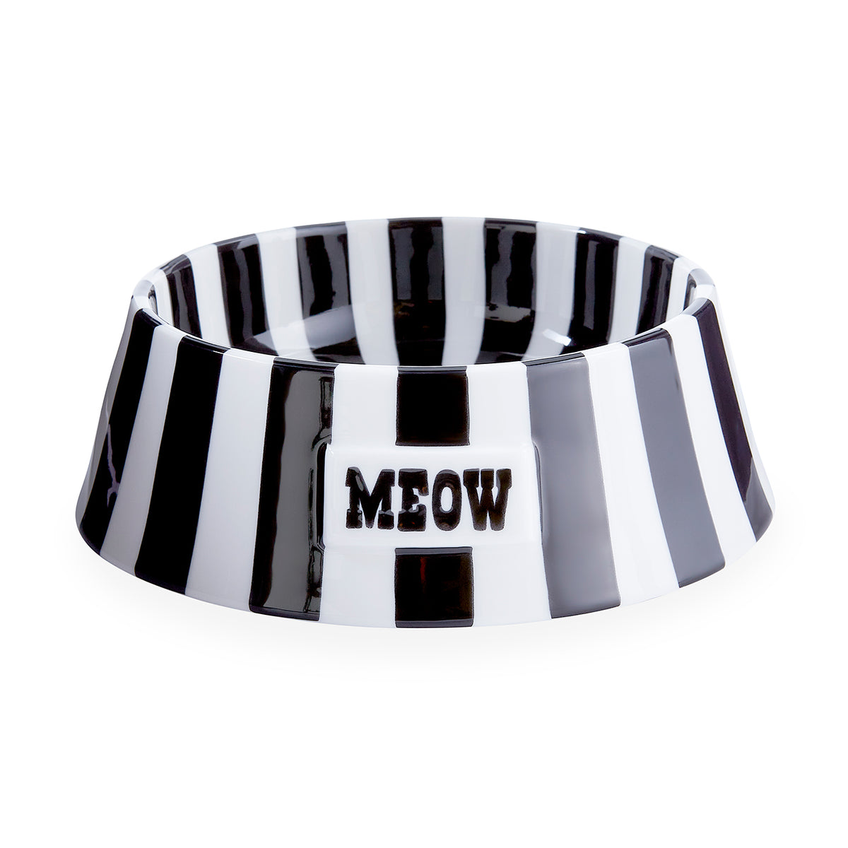 vice meown pet bowl porcelain black and white - front view