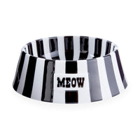 vice meown pet bowl porcelain black and white - front view