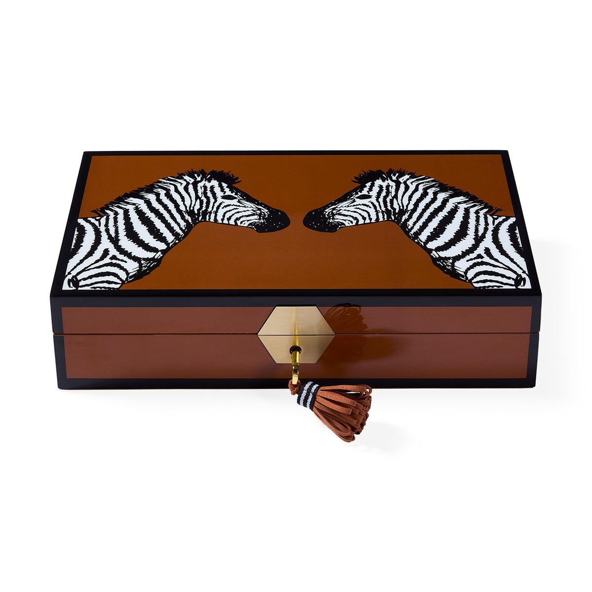 Zebra Lacquer Jewelry Box - front view