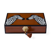 Zebra Lacquer Jewelry Box - front view