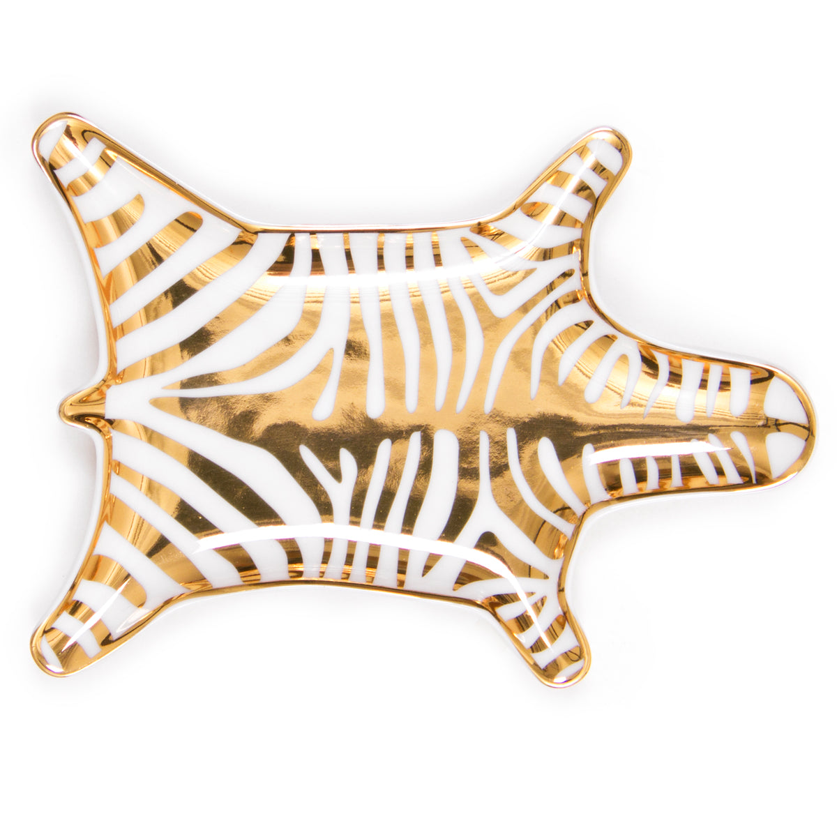 zebra stacking dish porcelain white gold - front view