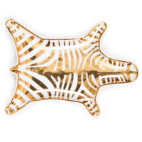 zebra stacking dish porcelain white gold - front view